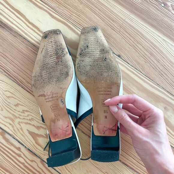 Talbots White and Blue Slingback Heels - Picture 8 of 8